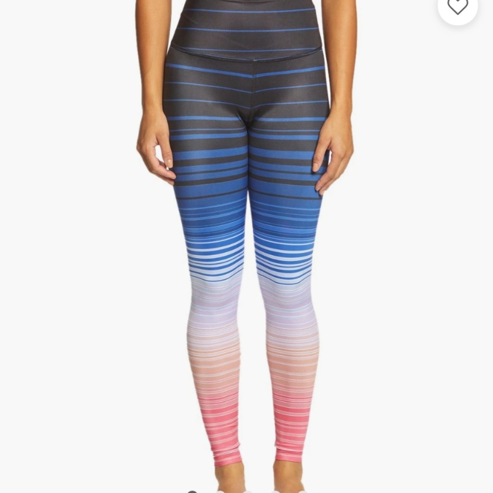 High Waist Leggings Multi Color Striped Medium